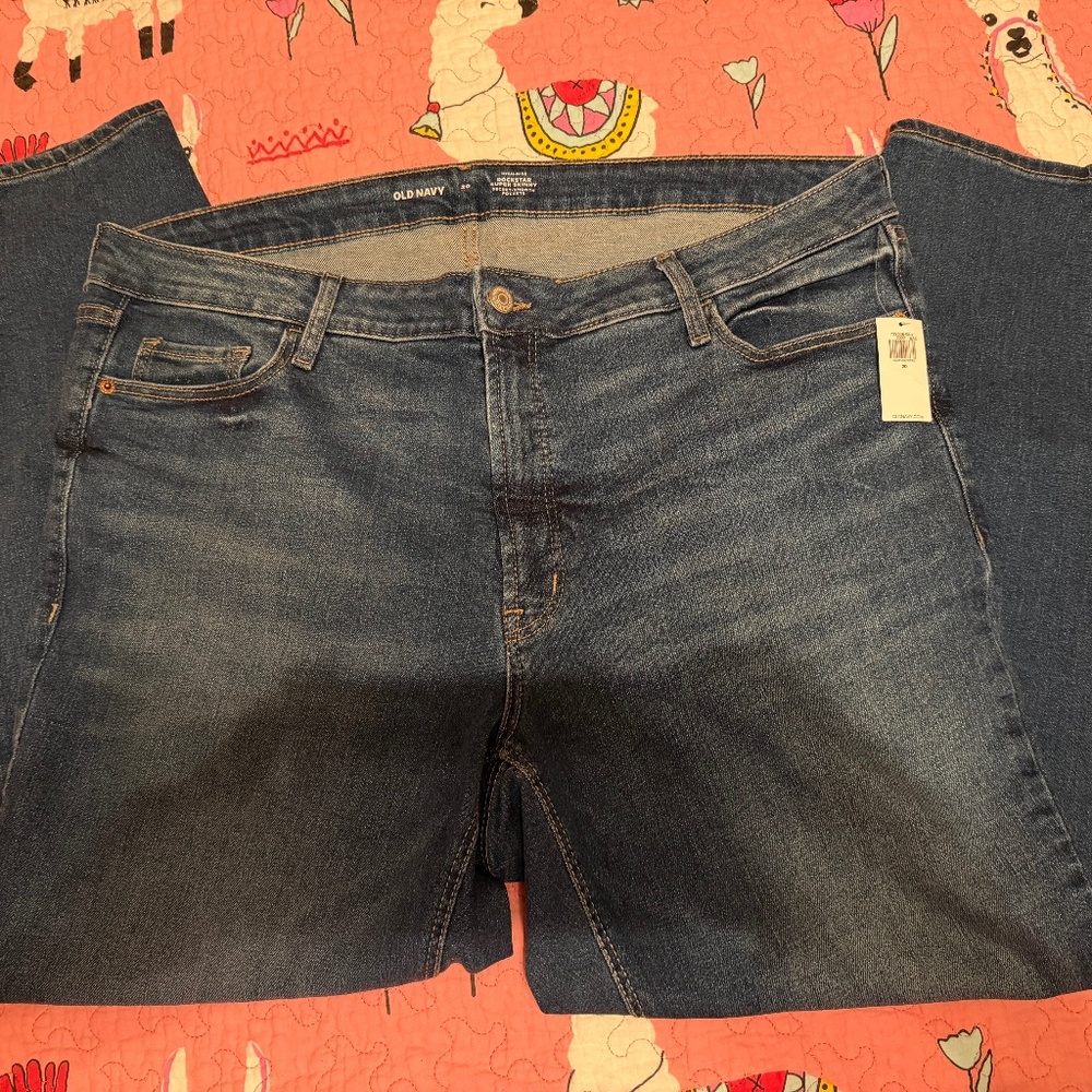 NWT Old Navy High-Waisted Rockstar Super-Skinny Jeans 20 Regular, Dark Wash